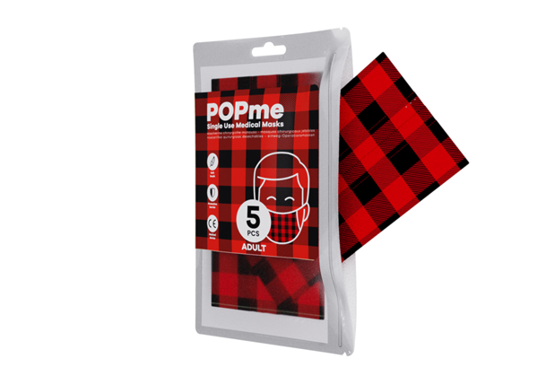 Surgical face mask CE adult - Red Tartan
