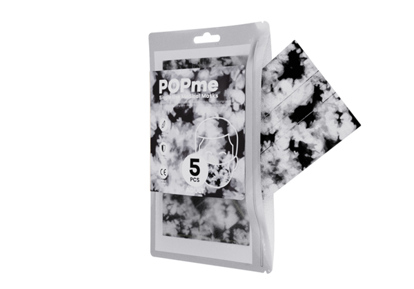 Surgical face mask CE adult - Black & White Tie Dye